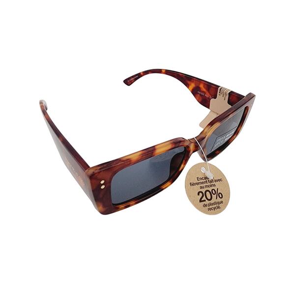 Frye Brown Tortoise Shell Print Brown Retro Rounded Rectangle Sunglasses 100% UV main image 6